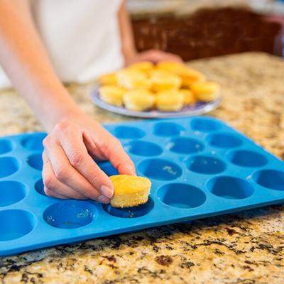 Ensemble de moules à muffins et cupcakes, plateaux et moules en caoutchouc pour la cuisine, avec dessus bleu, plus un e-book de recettes gratuit