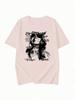 Y2k Stil Koreanisches Lockeres Bedrucktes T-Shirt Niedlicher Cartoon-Druck Drop Shoulder T-Shirt Niedlicher Cartoon-Druck Drop Shoulder