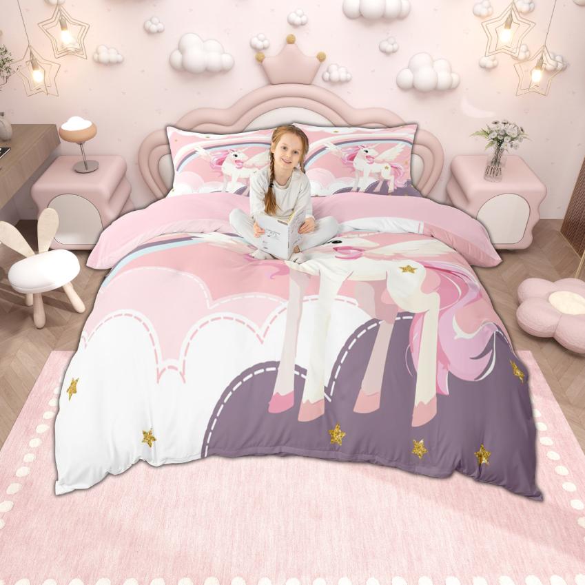 Comforter Homewish Cute Animal For Boys Girls Dinosaur Pig Unicorn Bedding Set Pig Giraffe Elephant Set Comforter (quilt)-EU Single(135*200cm)3pcs