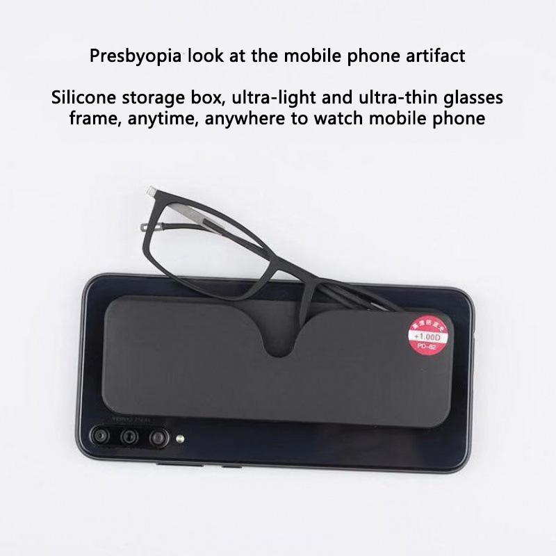 Foldable Anti-Blue Light Reading Glasses With Case Self-Adhesive Cellphone Stand Computer Goggles Men Women Spring Hinge Eyewear