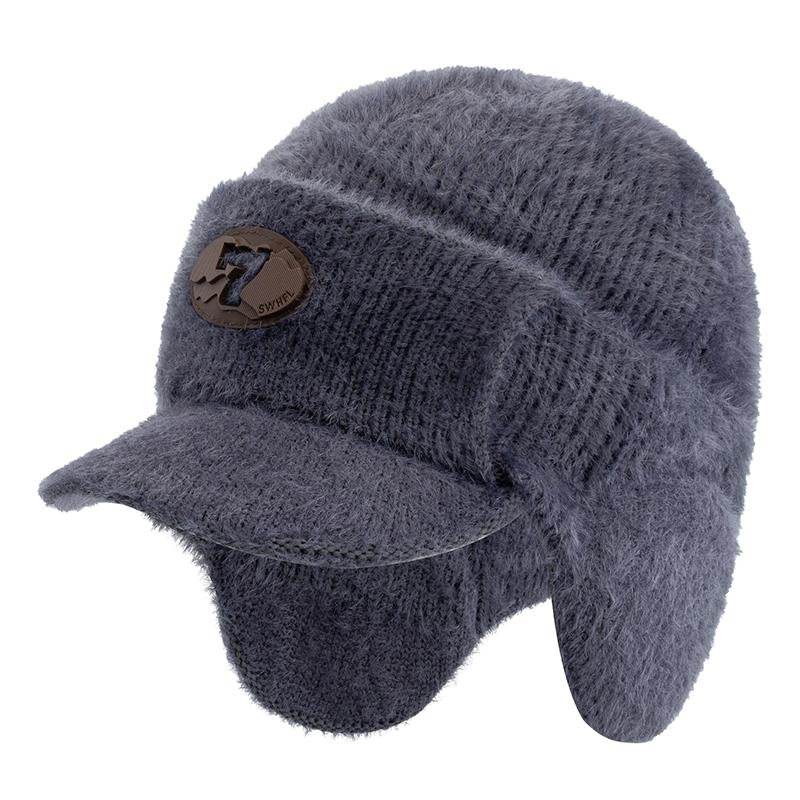 

Новые Унисекс Зимние Шляпы Денди Меховая Шапка С Ушками Повседневные Шапки Бини Для Мужчин Женщин Для Улицы Сохраняют Уши В Тепле Вязаная Шапка 56cm-60cm серый