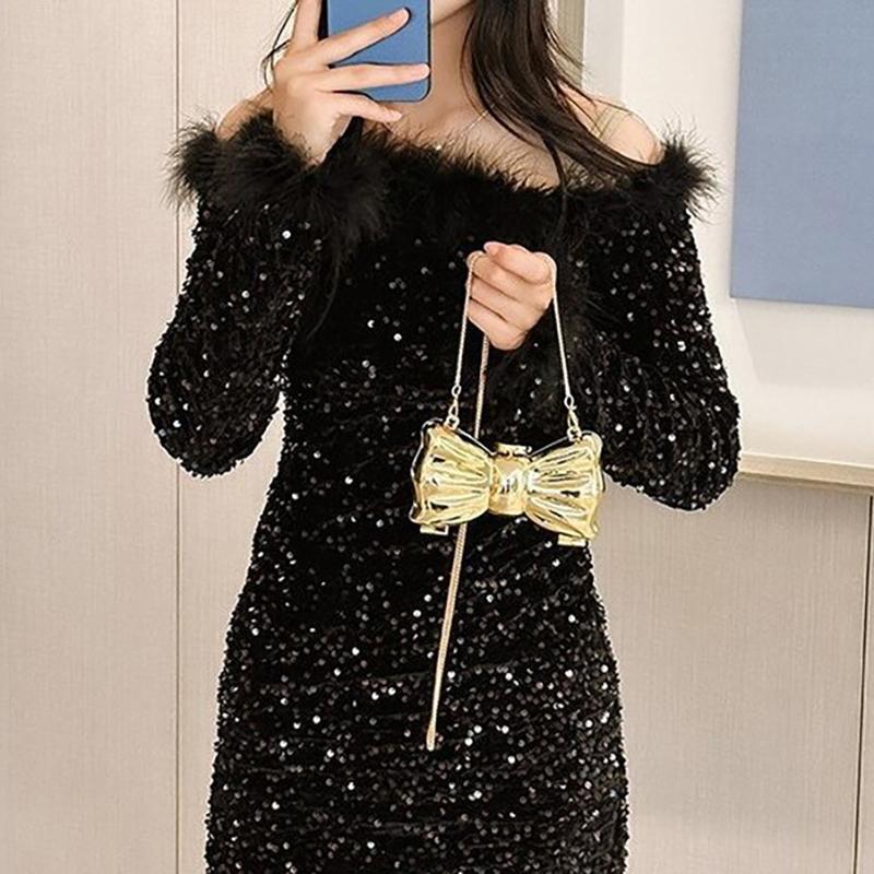 Acrylic Lipstick Bag For Wommen High Quality Acrylic Shoulder Bag Flower Bow Bag Mini Change Key Crossbody Bag