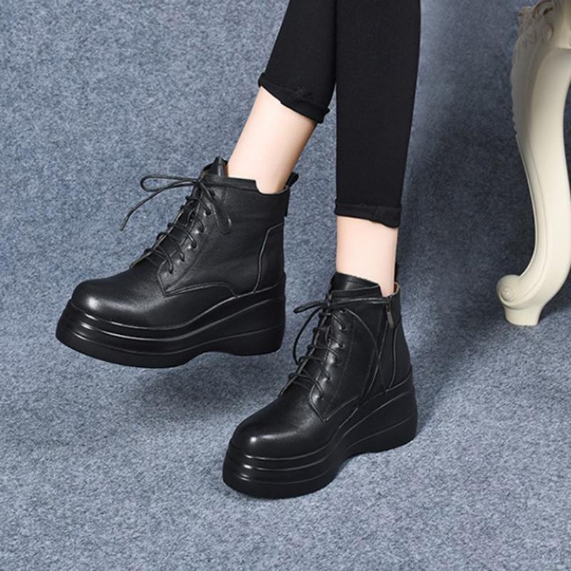 Fashion GKTINOO Shoes Women Boots Genuine Leather 2025 New Autumn Winter Zip Round Toe Retro Handmade Leisure Ankle Boots Size 33-40