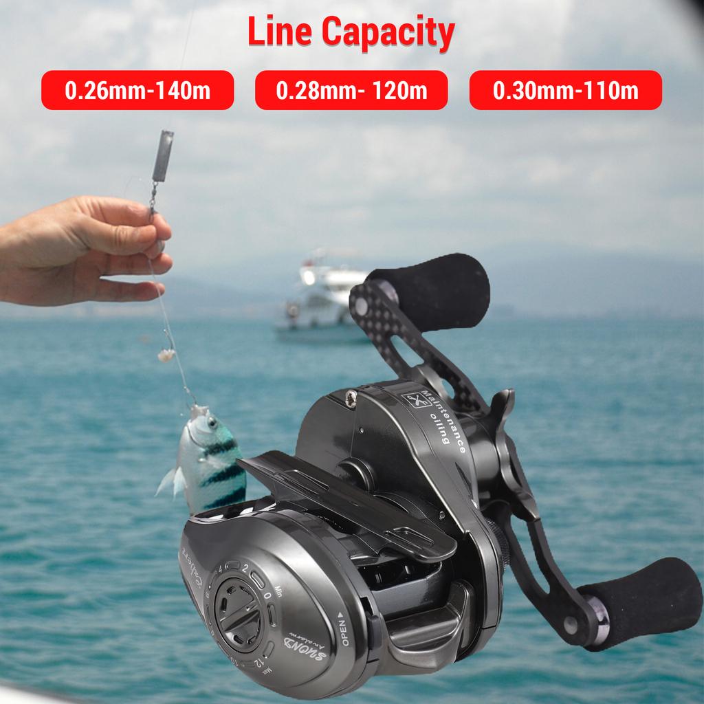 Köderwurfrolle Ultraleichtes Carbon Drop Wheel 5+1 High-Speed ​​8.1:1 Gang 6kg Angelrolle Baitcasting-Rolle Carbon Angelrolle