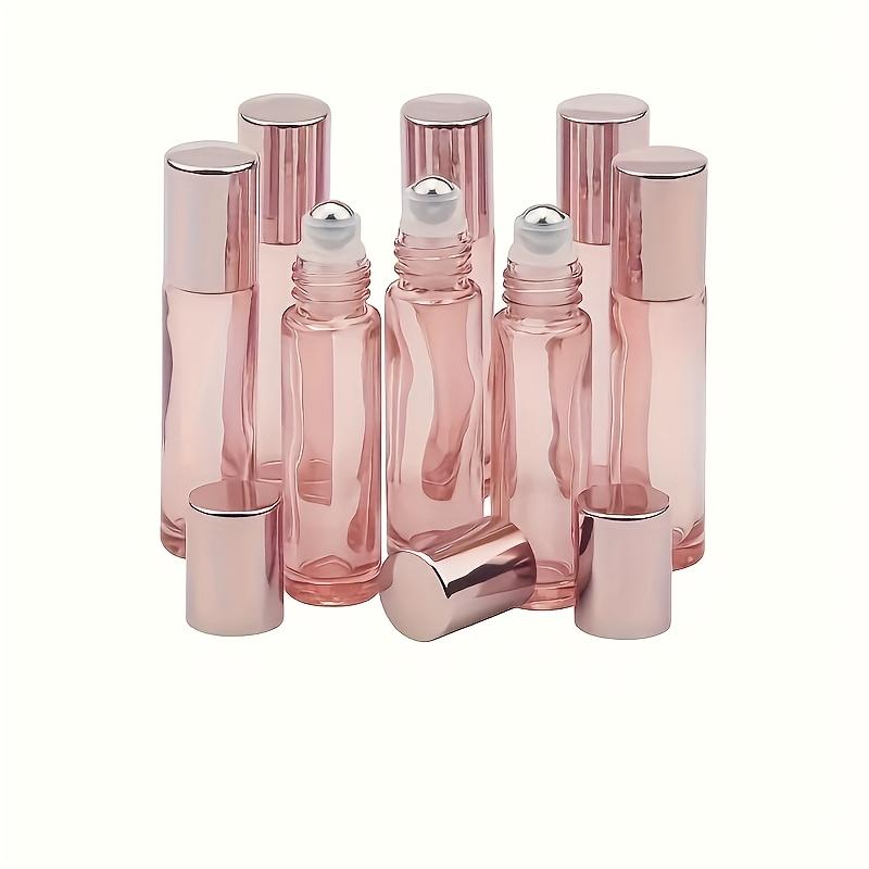 2pcs 10ml/0.34oz Glass Roll On Bottle Pink Roller Bottle Essential Oil Lip Gloss Refillable Tube Empty Jar Glass Perfume Bottle