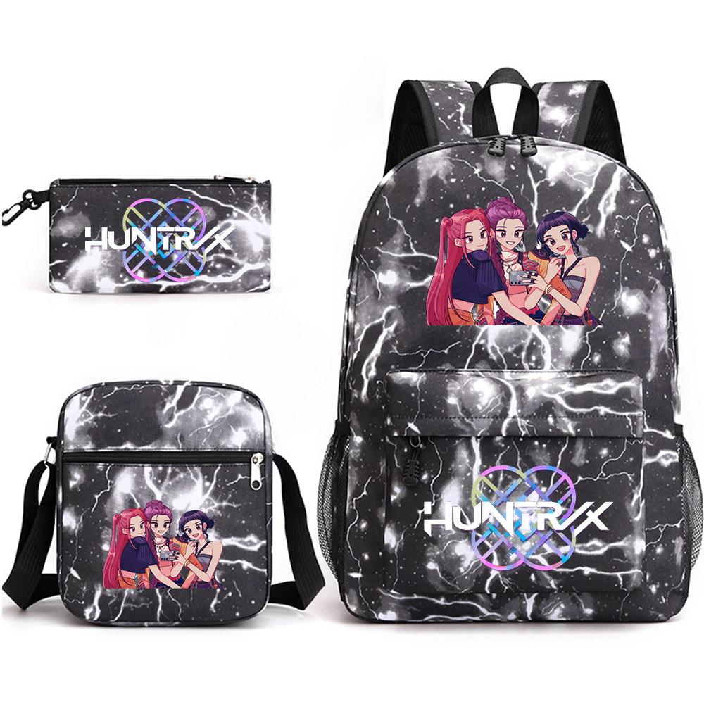 3Pcs/set Backpack with Shoulder Bag Pencil Case for Teenager Student Boy Girl School Bag Anime Printed Large Capacity Waterproof Bookbag Kid Gift