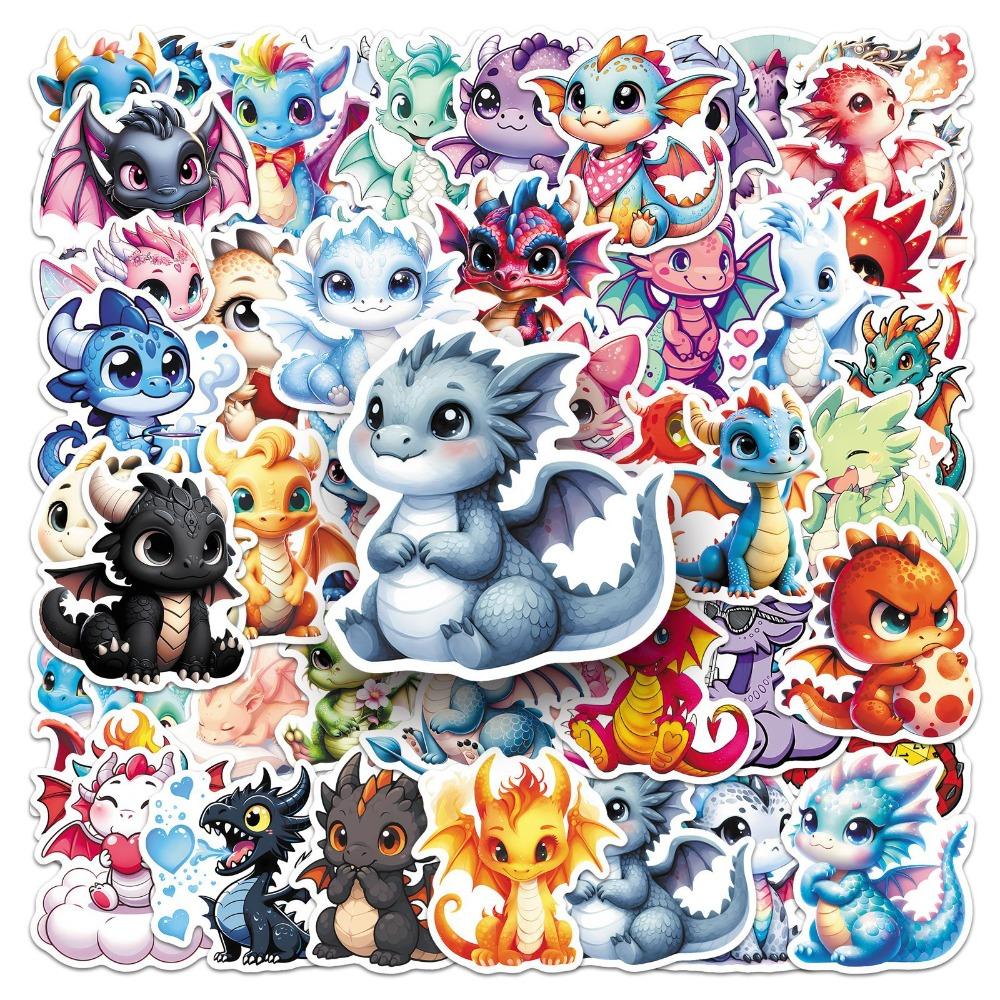 50Pcs Cartoon Flying Dragon Stickers Cute Anime Pet Dinosaur DIY Phone Laptop Scrapbook Notebook Waterproof Sticker Decoration