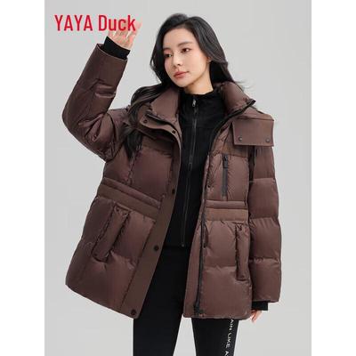 Women's Hooded Cinch-Waist Thick Warm Down Jacket