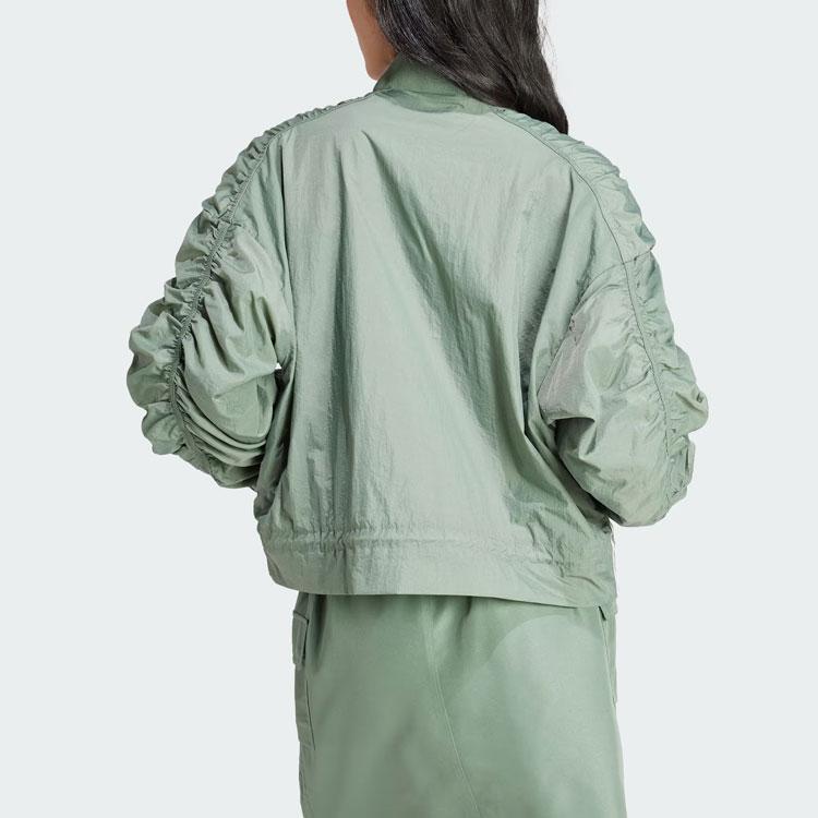 adidas Üç Şeritli Hafif Bomber Ceket, Bol Kısa Stil Kadın Ceketleri, İz-Yeşil IY3421