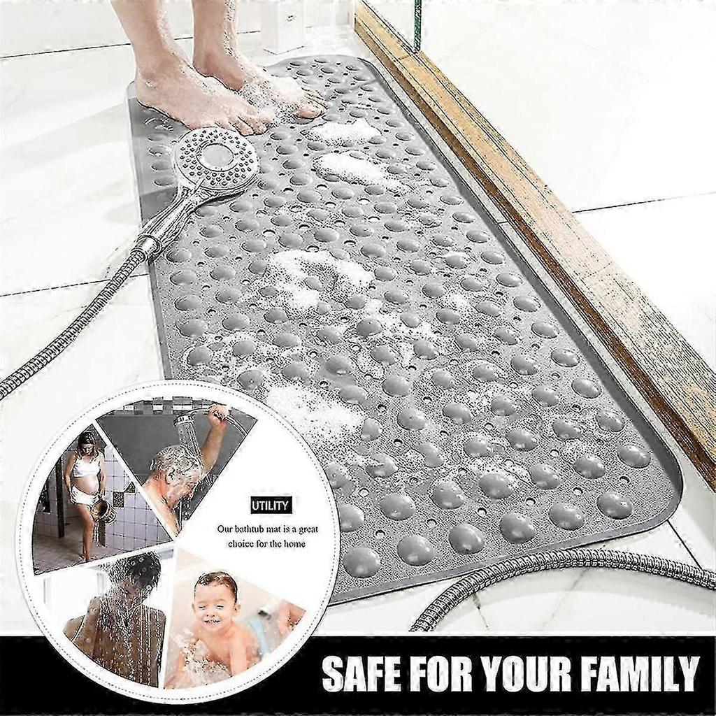Non- Bathtub Mat Extra Long Bath Mat For Tub Shower Mats With Suction Cups And Drain Holes Bath Tub Mat For Bathroom