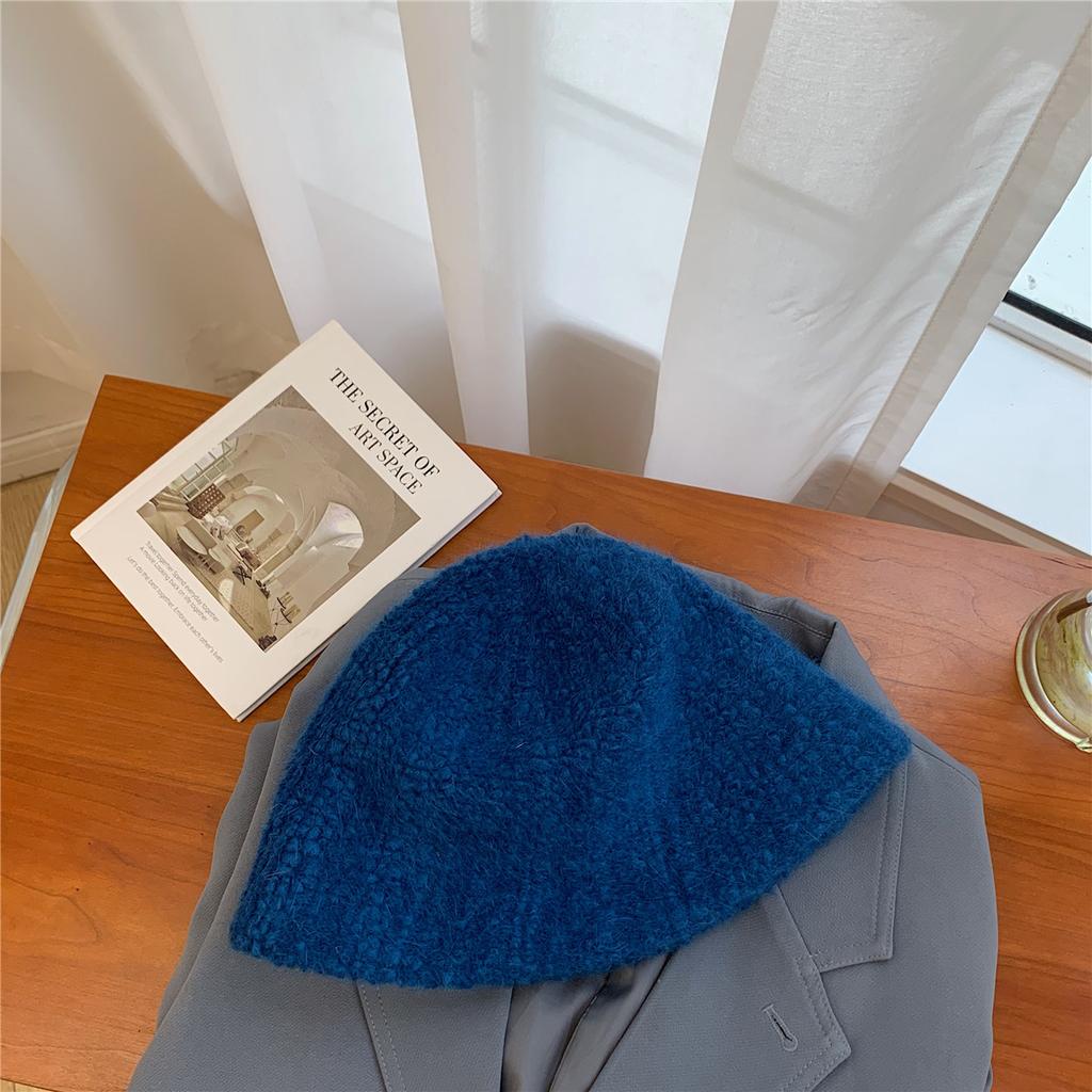 Lamb Wool Versatile Bucket Hat Women's Autumn and Winter Face Small Autistic Hat Retro Ins Thermal Basin Hat