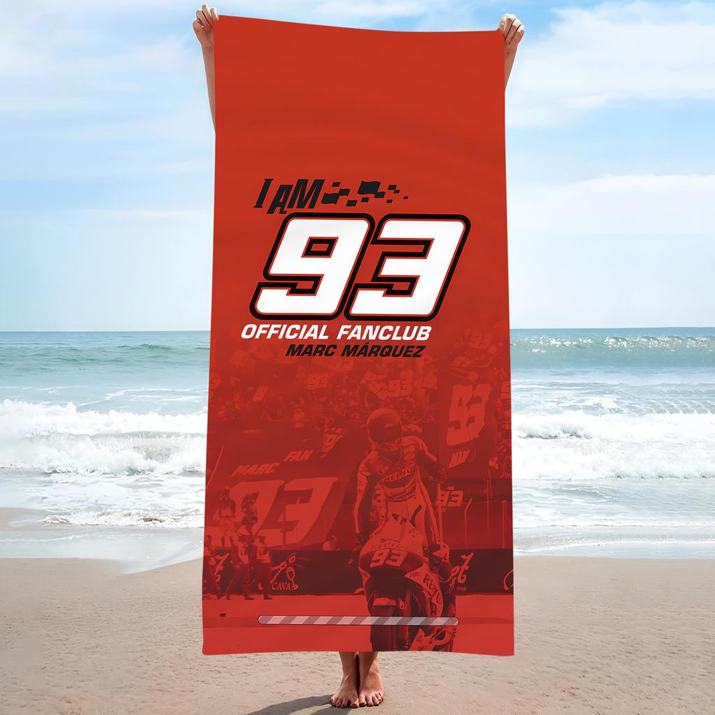 93 M-Marquezs Motorcycle Printed Beach Towel One Piece Anime Bath Towel 75x150cm Bathroom Shower Washcloth Home Decor