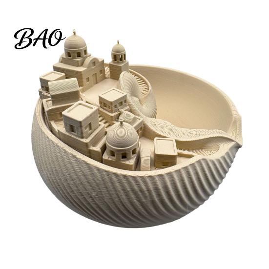 Santorini Home Decor Conch Storage Bowl, Desk Decorative Tray, Exquisite Greek Key Holder Tray Island Charm for Keys Jewelry Coins Small Organizer