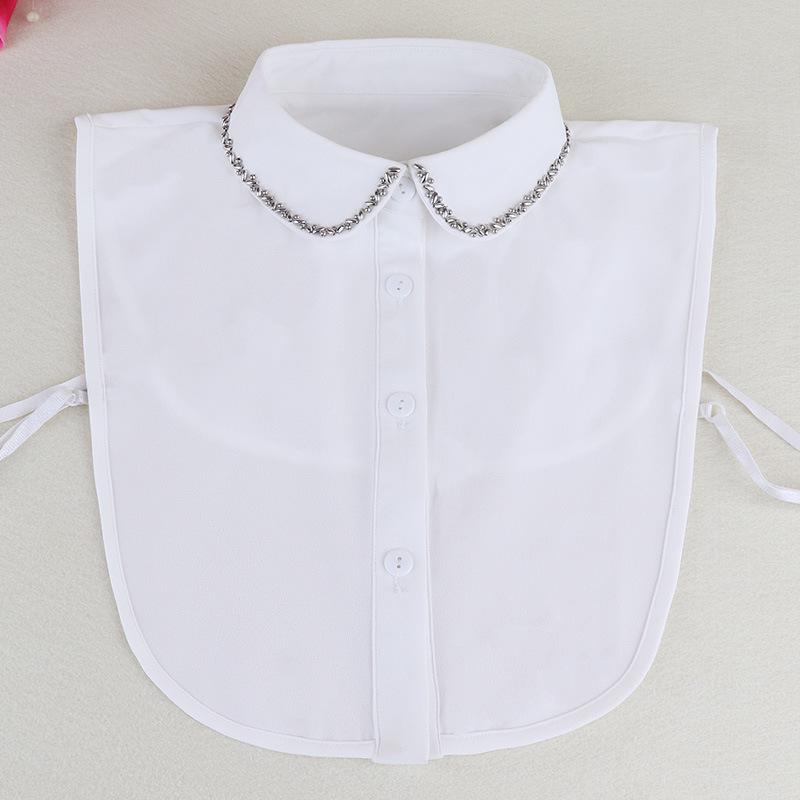 Korean Style Beaded Decorative Chiffon Faux Collar for Women s Sweaters