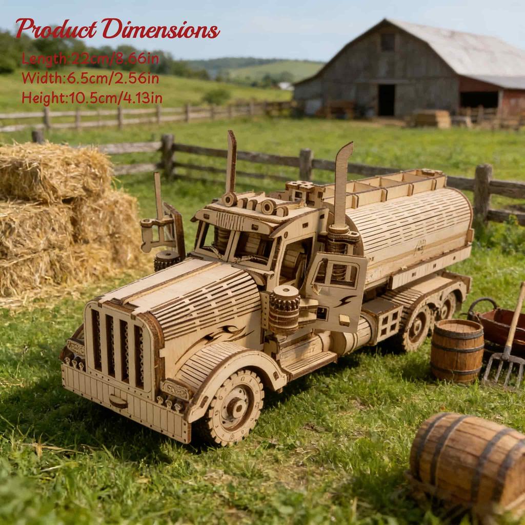 Wooden Oil Tanker Truck Puzzle DO-IT-YOURSELF Wooden 3D Truck Assembly Learning Birthday Present Christmas Present