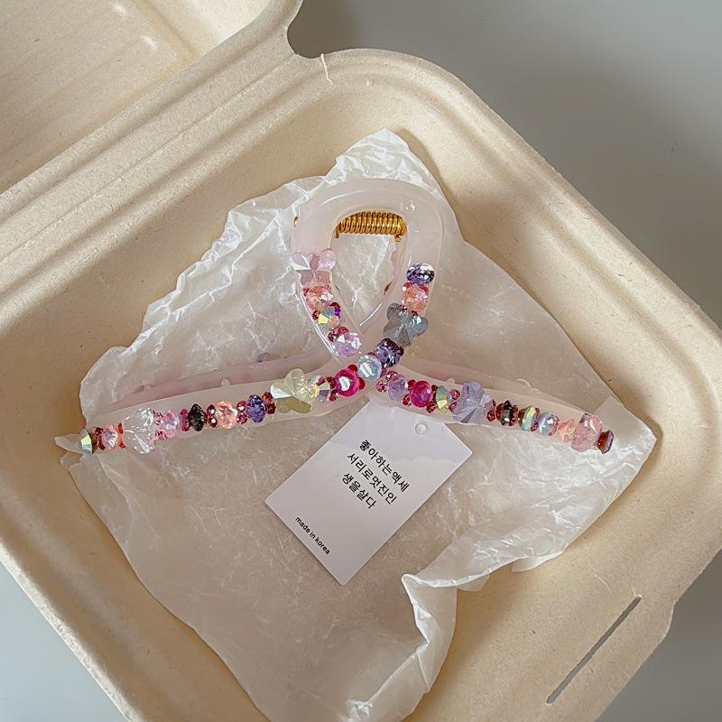 Super Shiny Pink Crystal Butterfly Hairpin for Women, Large Size for Bun Hairstyles, Luxurious and Exquisite Hair Clip