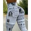 Fashion News Times Spodnie do jogi z nadrukiem cyfrowym, wysoki stan, elastyczne, do biegania, legginsy wyszczuplające