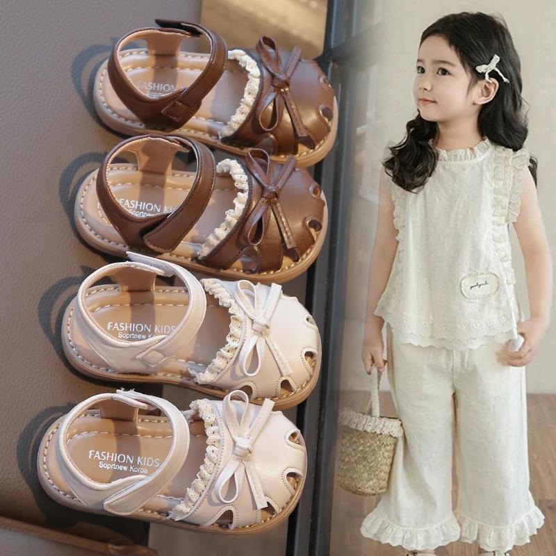 Children Summer Classic Girl Sandals Princess Lace Shoes Fashion Chic Ruffled Edge Kids Causal Hollow-out Sandals