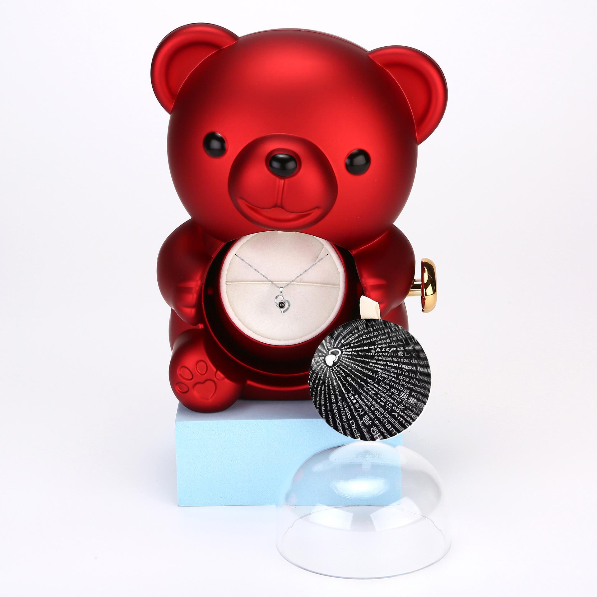 

Проекционное ожерелье «Я люблю тебя» на 100 языках — подарок на День святого Валентина с ювелирными изделиями и набором в коробке с яблоком bear box красный