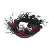 Halloween Wreath Dead Black ABS Artificial Branches Design with Red Flower Door Wreath Garland for Decoration