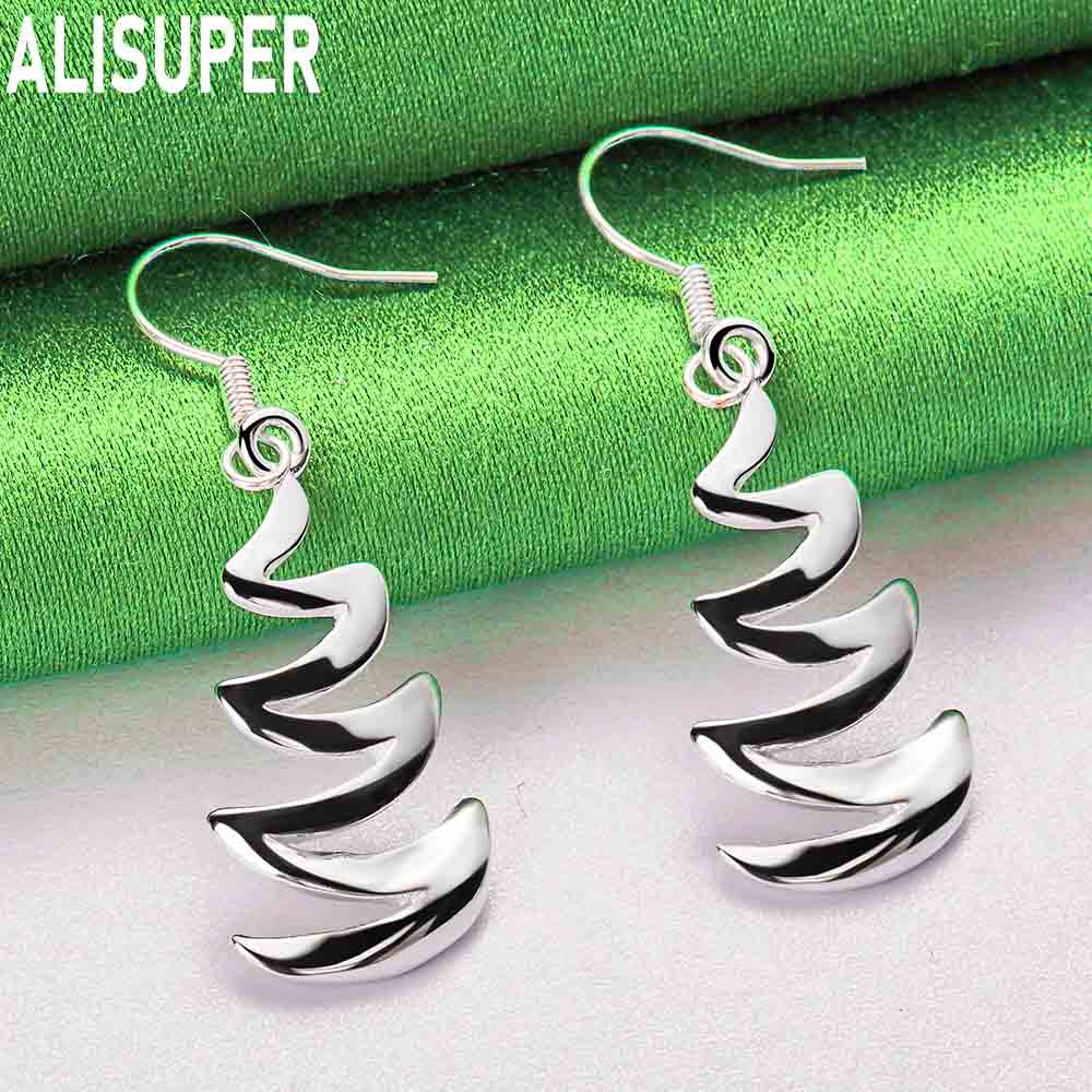 925 Sterling Silver Minimalist Streamlined Spiral Earrings - Stylish Evening Jewelry