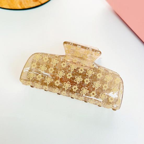 Hair Claw for Women, Floral Print Hair Clip, Transparent Shark Hair Claw, Versatile Hair Accessory for Long Short Hair Daily Use