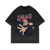 Jujutsu Kaisen Anime Gojo Satoru Graphic Print Tshirt Cotton Women Men Vintage Washed Harajuku Tees Loose Casual Oversized Tops