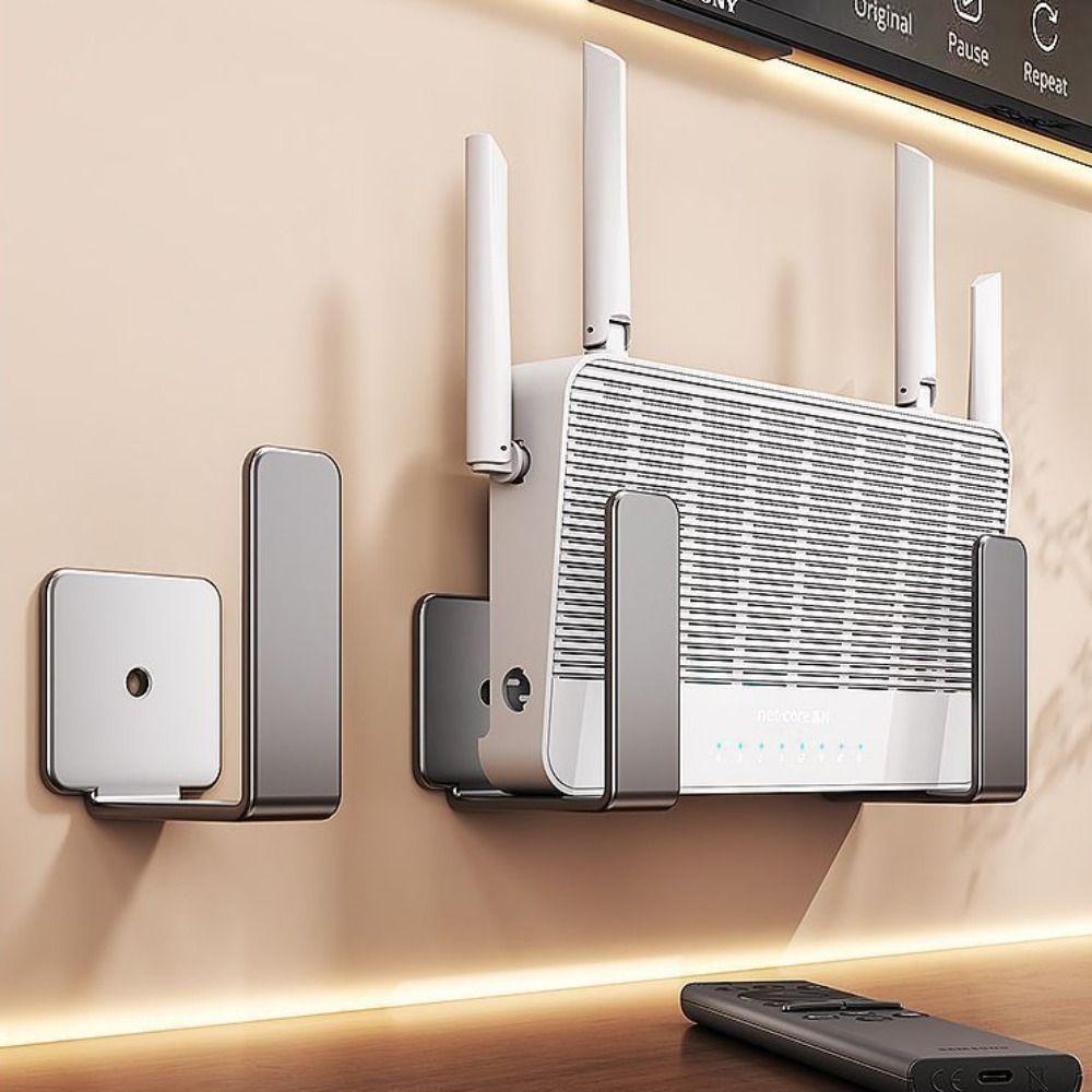 Wall Mount Router Power Strip Holder No Drill Multifunctional Wifi Placement Rack Carbon Steel Space Saving Wall Support Bracket