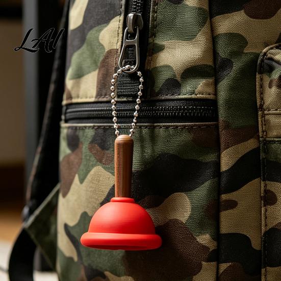 Small Plunger Clicker Mini Toilet Keychain 3D Printed Finger Keychain Toy Backpacks Handbag Purse Charm Gag Gift