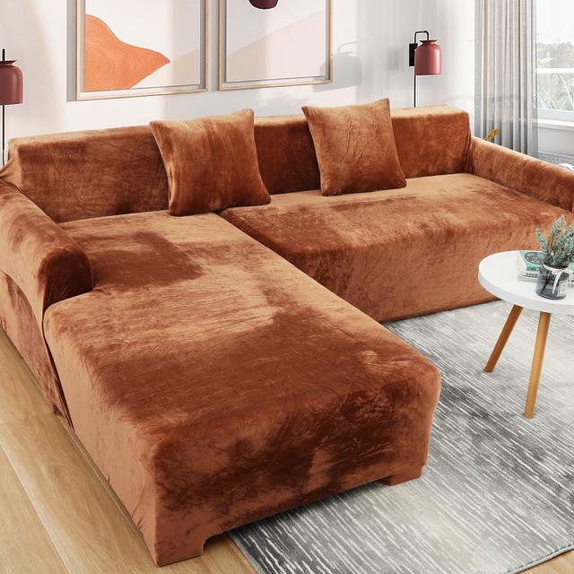 Cheap Velvet Plush Thicken Sofa Cover All -Inclusive Elastic Sectional ...