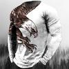 3D Gedrucktes Adler Tiere T-Shirt Für Männer Cooles Muster T-Shirts Frühling Herbst Übergroße T-Shirts Rundhals Oberteile Langarm Streetwear