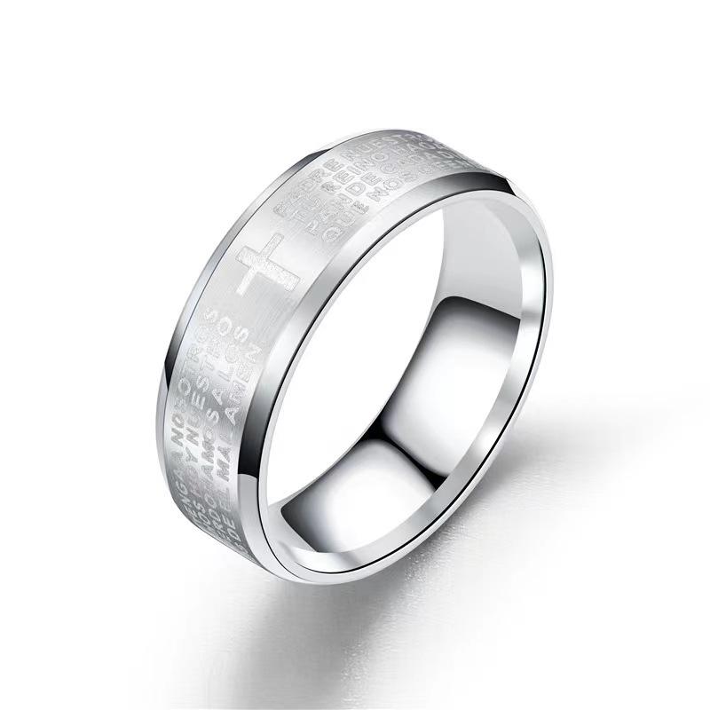 1Pcs Stainless steel men's and women's simple finger rings with engraved words Stainless steel rings