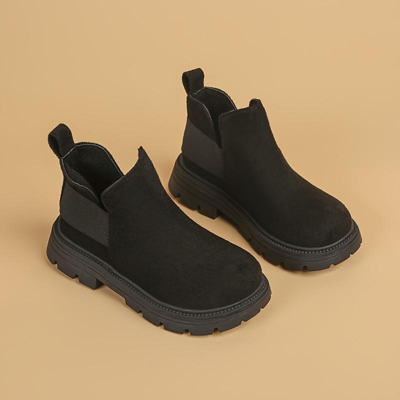 Girls Mid Calf Boots Comfortable Slip on Casual Walking Shoes Lightweight Flat Sole Indoor Outdoor Daily Activities Parties Fall Winter