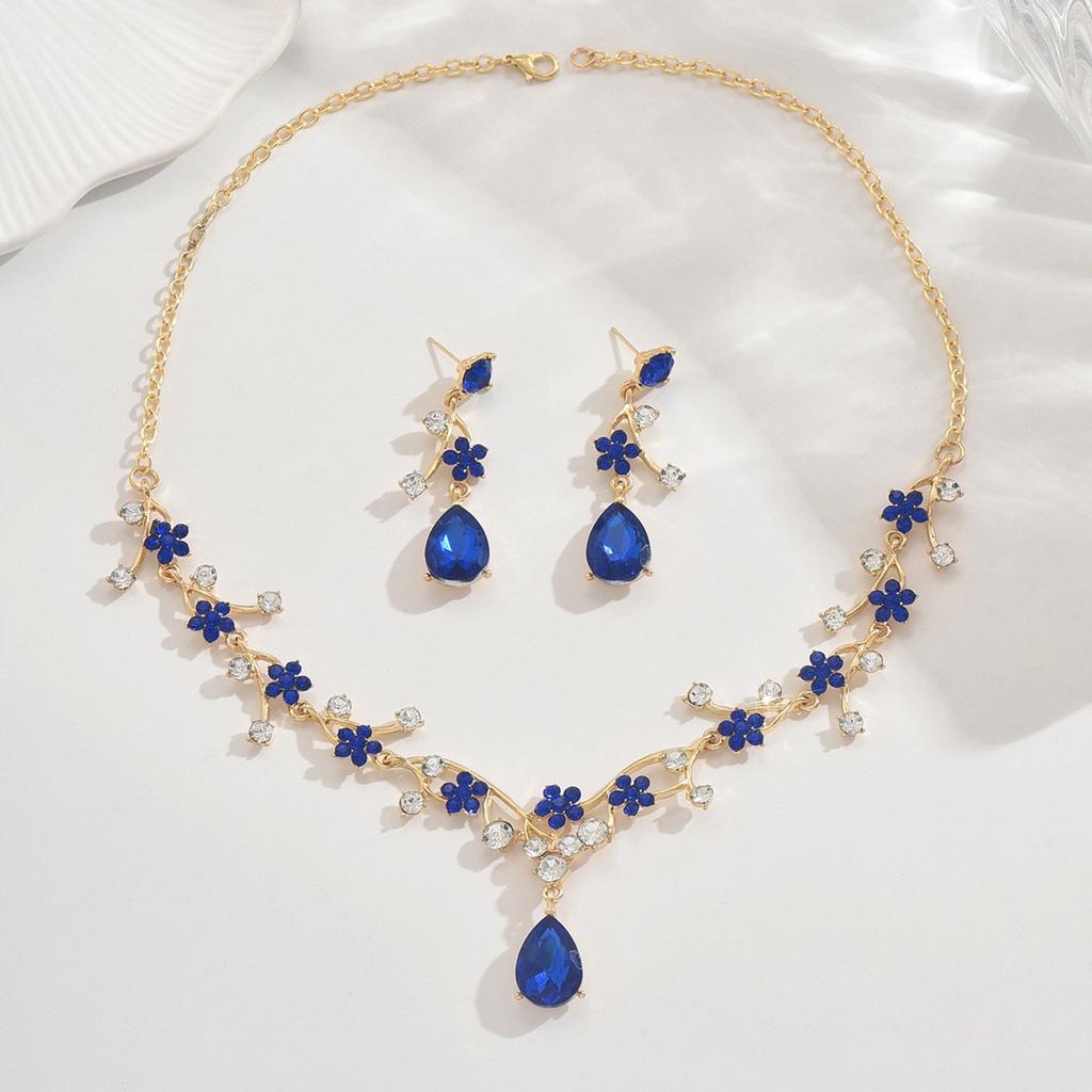 2026 European and American Women's Alloy Rhinestone Necklace Jewelry Set Bridal Wedding Banquet Jewelry
