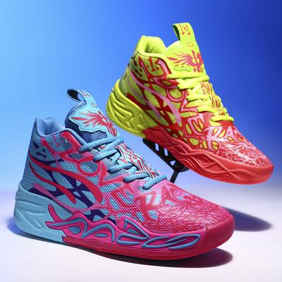 Novos sapatos de basquete de três bolas de quarta geração cano alto para novos alunos meninos e adolescentes, sapatos esportivos de cimento para combate real