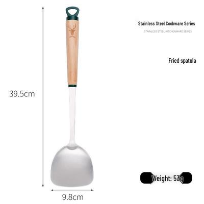 ZISIZ Beechwood Stainless Steel Wok Spatula Set