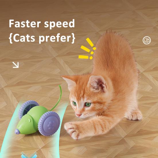 Akıllı Elektrikli Fareler Kedi Oyuncağı Şarj Edilebilir Otomatik Hareket Eden Fare Araba Oyuncağı LED Işıklarla İç Mekan Kedileri için İnteraktif Kedi Teaser