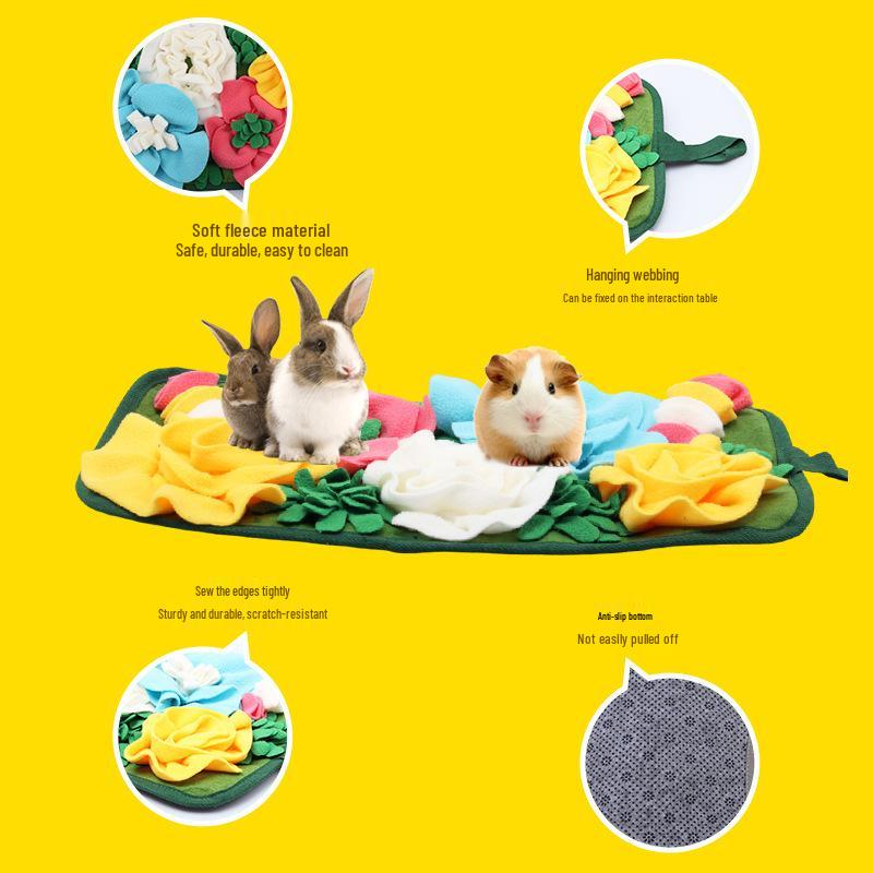 Rectangular Garden-Style Foraging and Slow Feeding Mat for Rabbits, Hamsters, and Birds.