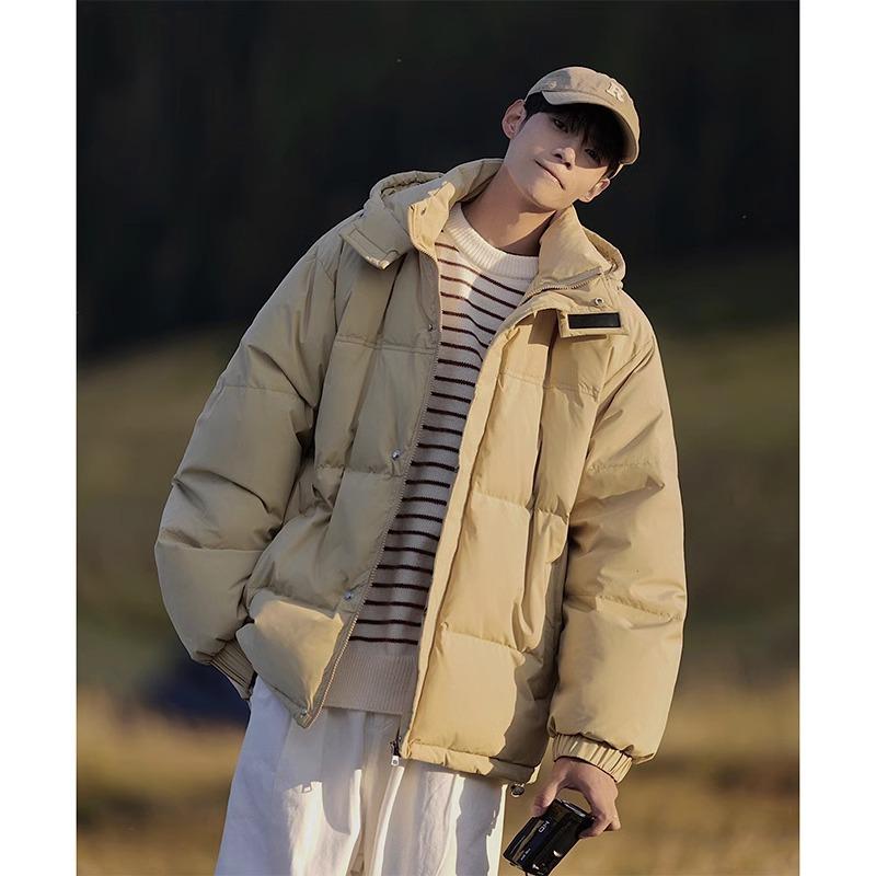 Light and Thin Standing Collar Down Jacket for Men's New Winter Bread Jacket Loose Warm Casual Jacket