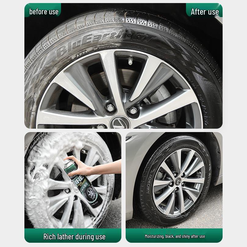 Durable Tire Shine & Protective Foam - Anti-Aging, Water Repellent, Stain Resistant, Blackening Oil Wax