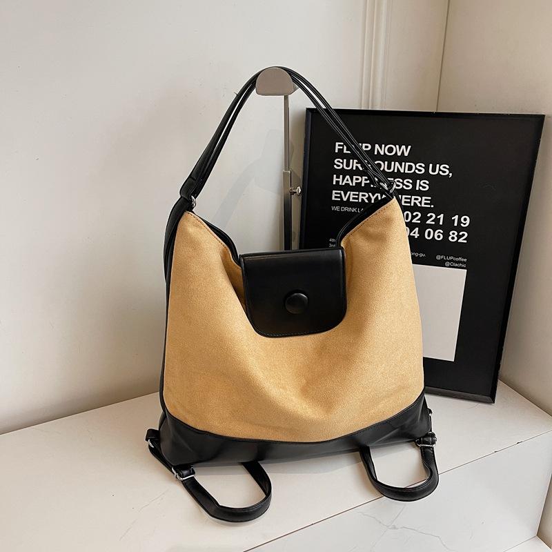 

Вместительная ретро портативная сумка-тоут женская 2025 зима новая модная универсальная сумка для通勤 под мышкой рюкзак 37*13*31 хаки