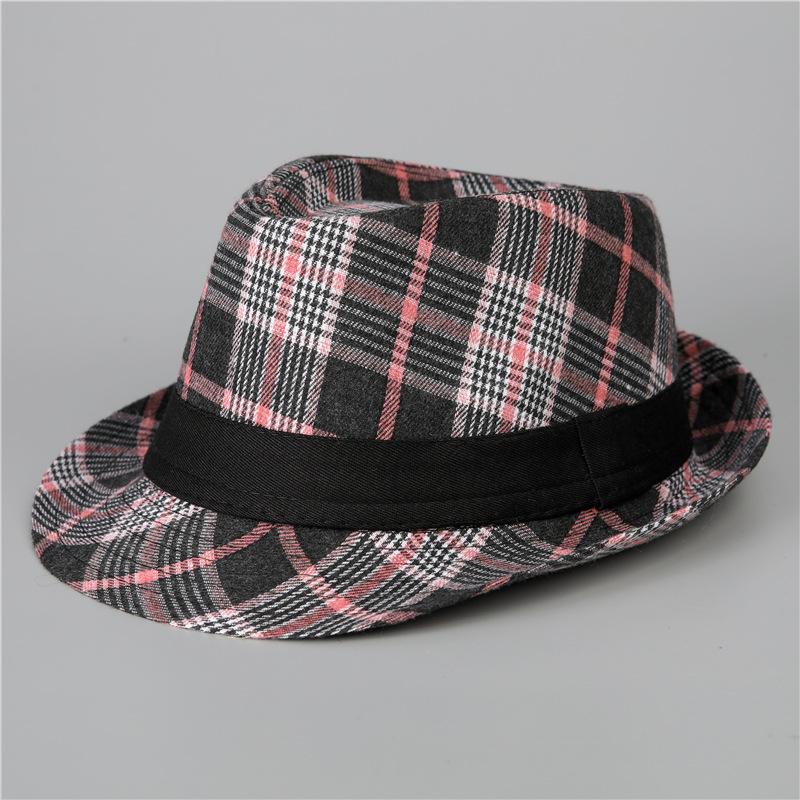 Short-brimmed Top Hat Men's and Women's Youth Autumn and Winter Fashion Plaid Jazz Hat Versatile Casual British Gentleman's Hat