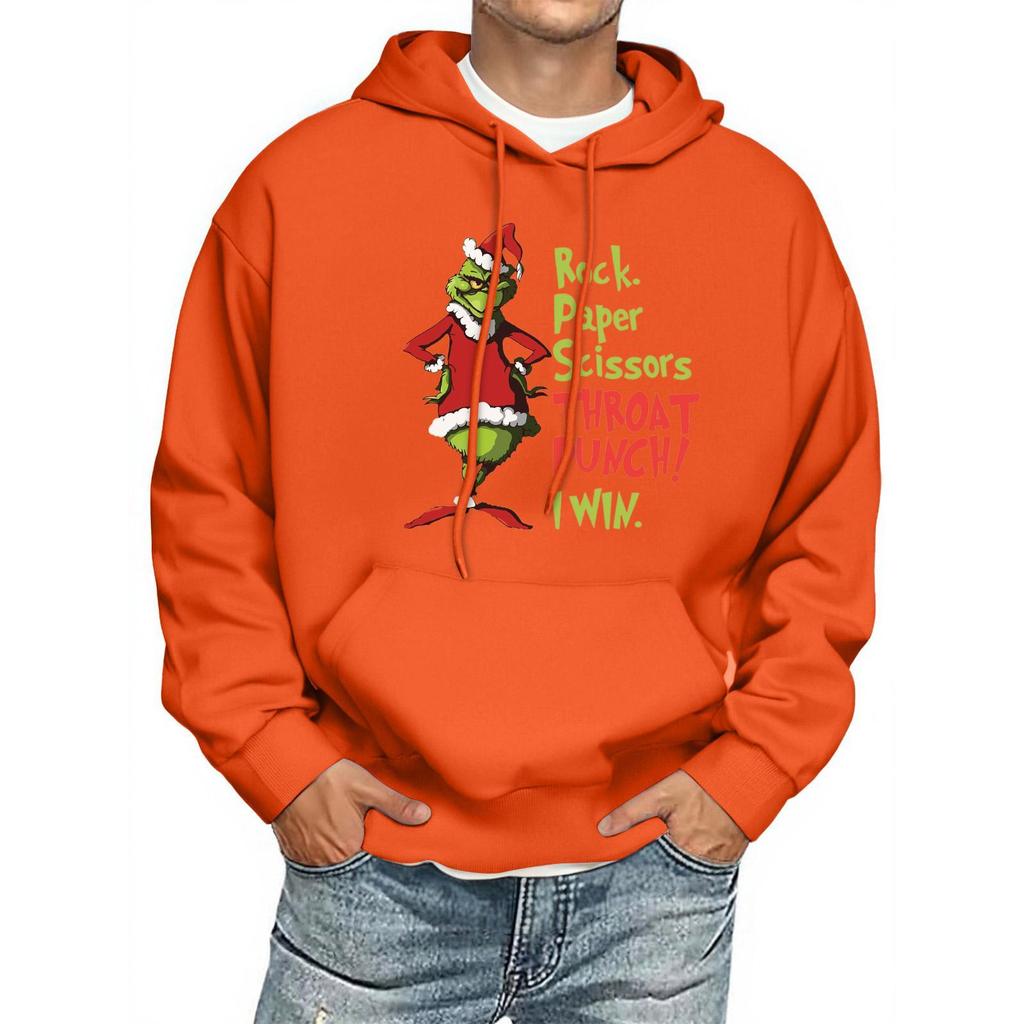 Men's Print Hooded Sweatshirt Long-Sleeve Casual Pullover Hoodie Hooded Sweatshirt