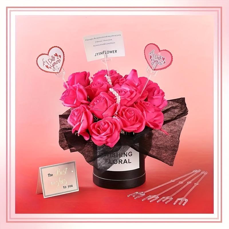 80pcs Durable Flower Card Holders - Sleek White Bouquet Sticks for Weddings, Birthdays, Valentine's Day | Ideal for Photo Displays