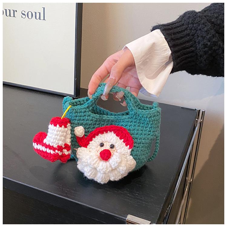 Neue 2025 Mode Cartoon Schultertaschen Weihnachten Handgemachte Garn Gehäkelte Handtasche Kreative Weihnachtsmann Schneemann Kürbis Form Handy Umhängetasche