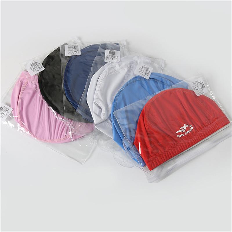 Adult Elastic Waterproof PU Protect Ears Long Hair Sports Solid Swimming Caps For Men Women