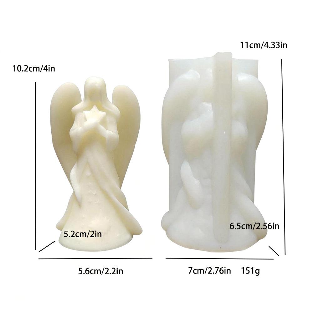 

Angel Plaster Decoration Silicone Mold DIY Beautiful Holding Star Angel Candle Mold білий