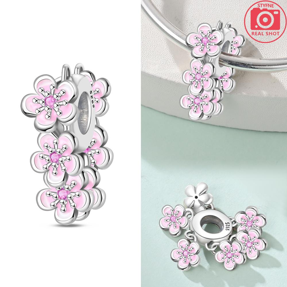 Authentic Original Charm Bead Components Copper Metal Butterfly Flowers Colorful Zircon Silicone Charm Bead Components Bead Components Compatible