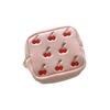 Rajjo Small Square Mini Makeup Pouch, Compact, Lightweight, for Cosmetics and Small Items, Travel, Cherry Design (Pink)