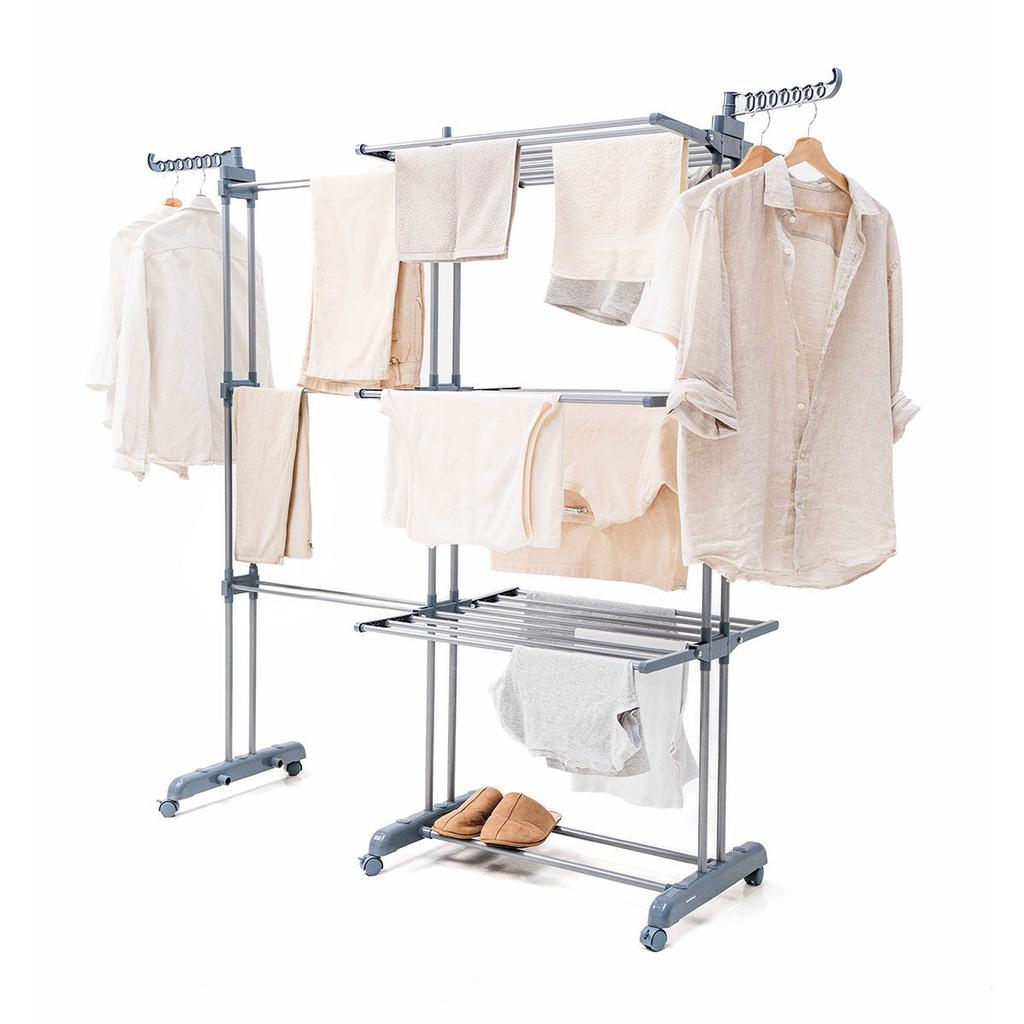 Foldable Vertical Extendable Clothes Drying Rack with Wheels Dolver XL InnovaGoods 30 Bars